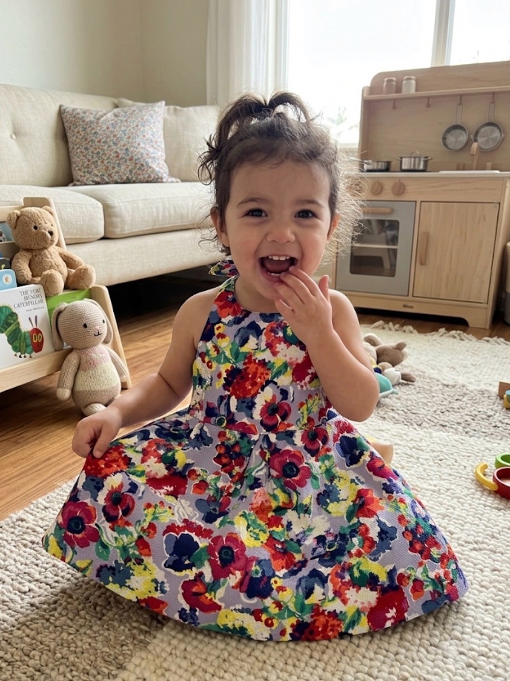 🎒Janie and Jack Colorful Floral Fit & Flare Dress - Lavender Base size 2T GUC